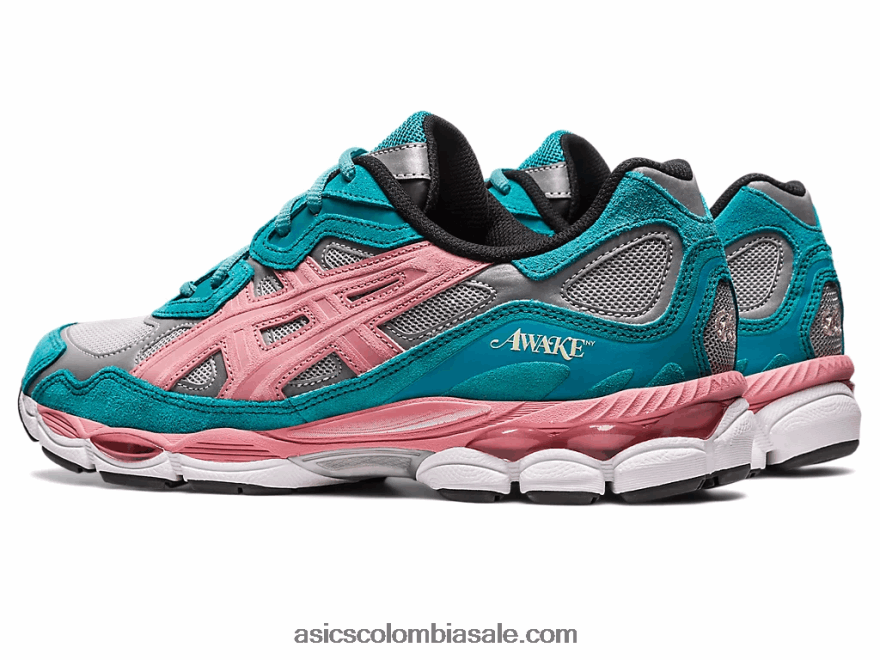 mujer Asics despierto ny x gel-nyc plata pura/pizarra verde azul 20X82N308