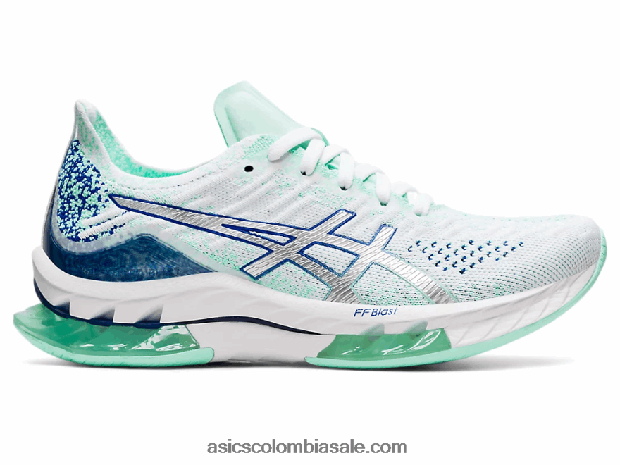 mujer Asics explosión de gel-kinsei blanco/plata pura 20X82N3679
