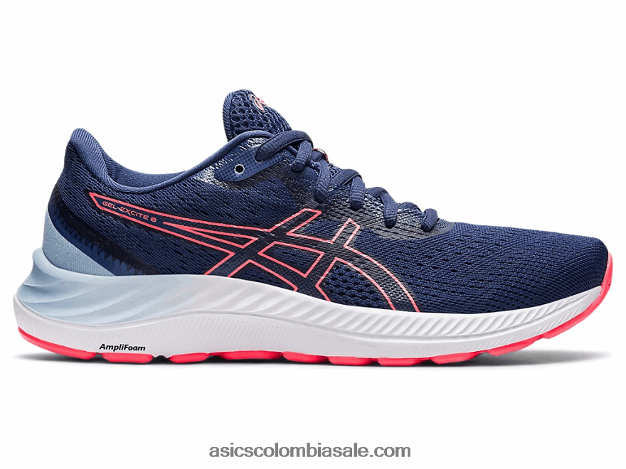 mujer Asics gel-excitar 8 de ancho azul trueno/coral llameante 20X82N3595
