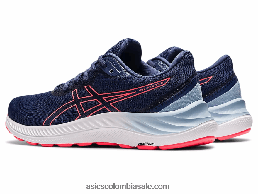 mujer Asics gel-excitar 8 de ancho azul trueno/coral llameante 20X82N3595