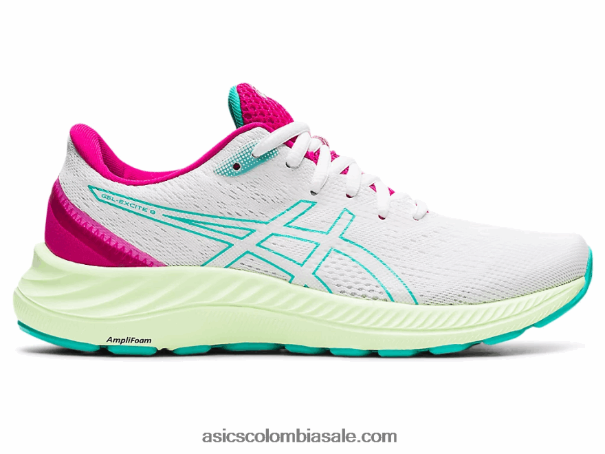 mujer Asics gel-excite 8 blanco/vidrio de mar 20X82N3686