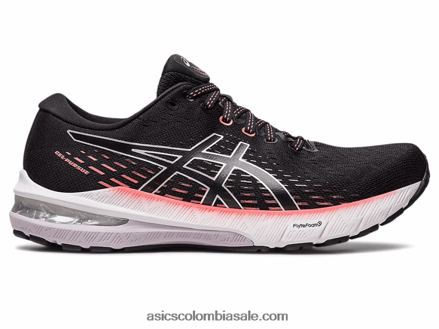 mujer Asics gel-perseguir 8 de ancho negro/plata pura 20X82N2445