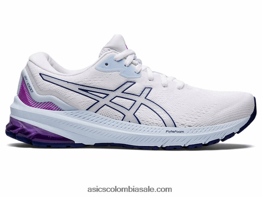 mujer Asics gt-1000 11 de ancho blanco/azul marino 20X82N2878