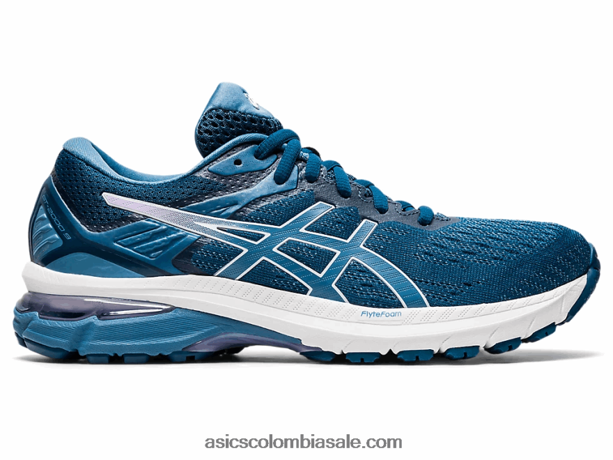 mujer Asics gt-2000 9 estrecho hilo azul mako/gris 20X82N4124