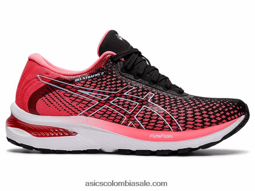 mujer Asics tejido gel-stratus 2 coral resplandeciente/negro 20X82N2663