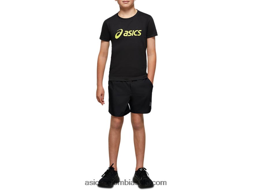 niños Asics pantalón corto deportivo tejido juvenil rendimiento negro 20X82N4226