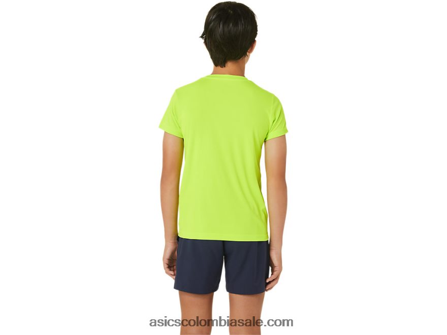 niños Asics playera de manga corta con gráfico de tenis peligro verde 20X82N4239