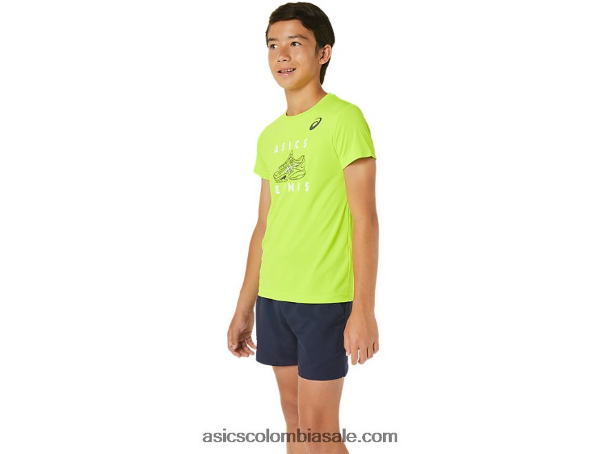 niños Asics playera de manga corta con gráfico de tenis peligro verde 20X82N4239