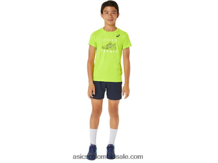 niños Asics playera de manga corta con gráfico de tenis peligro verde 20X82N4239