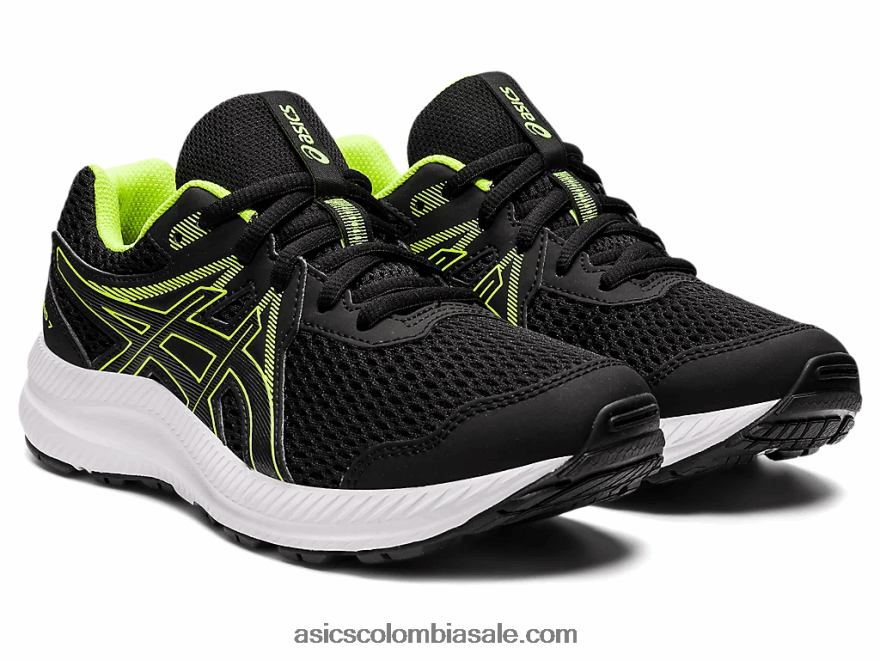 niños Asics competir 7 grado escuela negro/verde peligro 20X82N4486