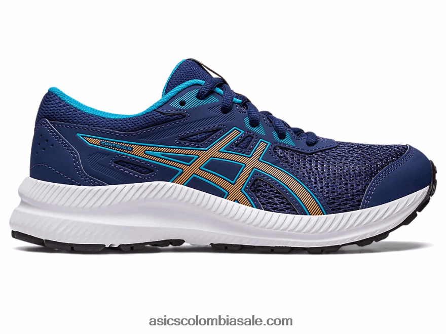niños Asics competir 8 grado de la escuela azul índigo/melocotón sol 20X82N4286