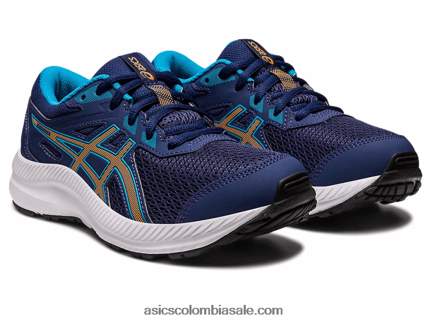 niños Asics competir 8 grado de la escuela azul índigo/melocotón sol 20X82N4286