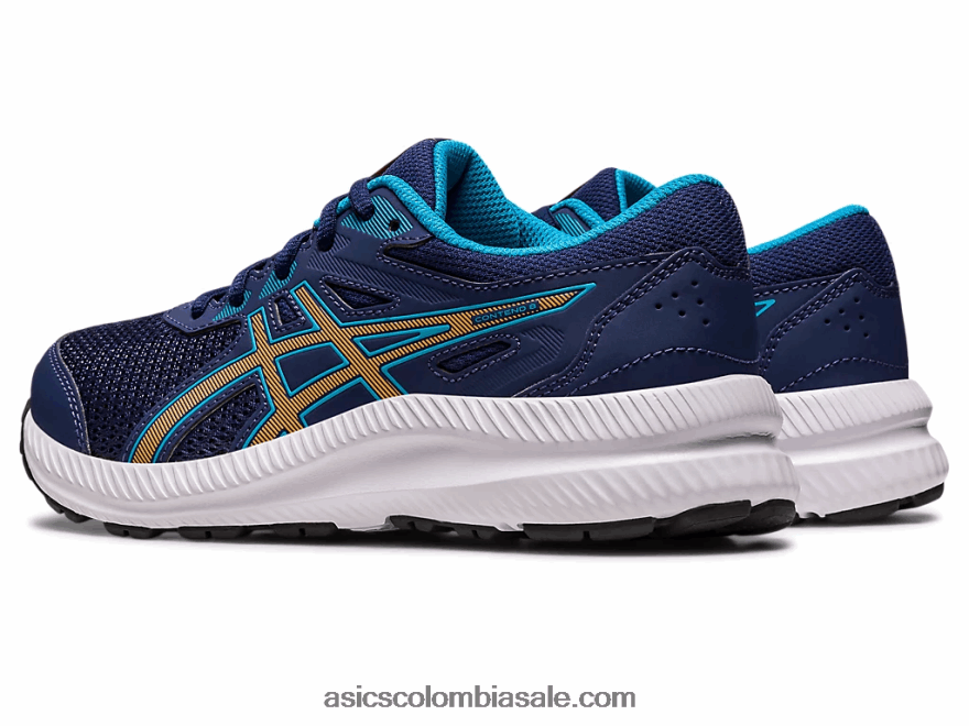 niños Asics competir 8 grado de la escuela azul índigo/melocotón sol 20X82N4286