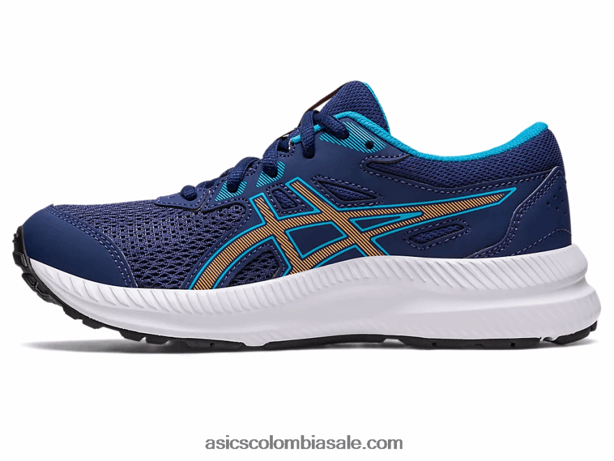 niños Asics competir 8 grado de la escuela azul índigo/melocotón sol 20X82N4286