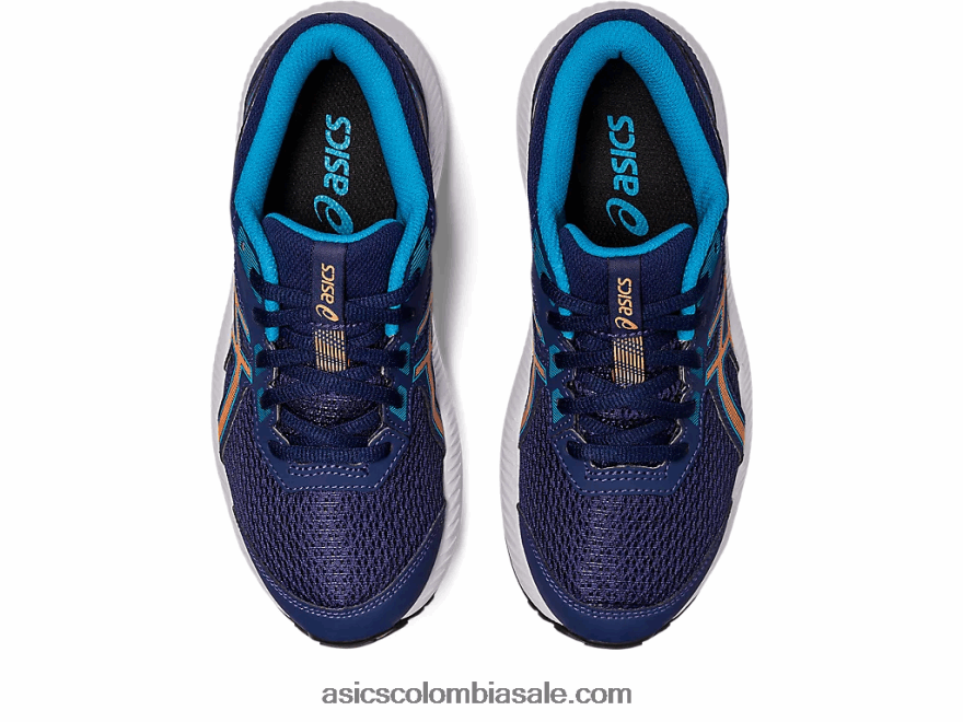 niños Asics competir 8 grado de la escuela azul índigo/melocotón sol 20X82N4286