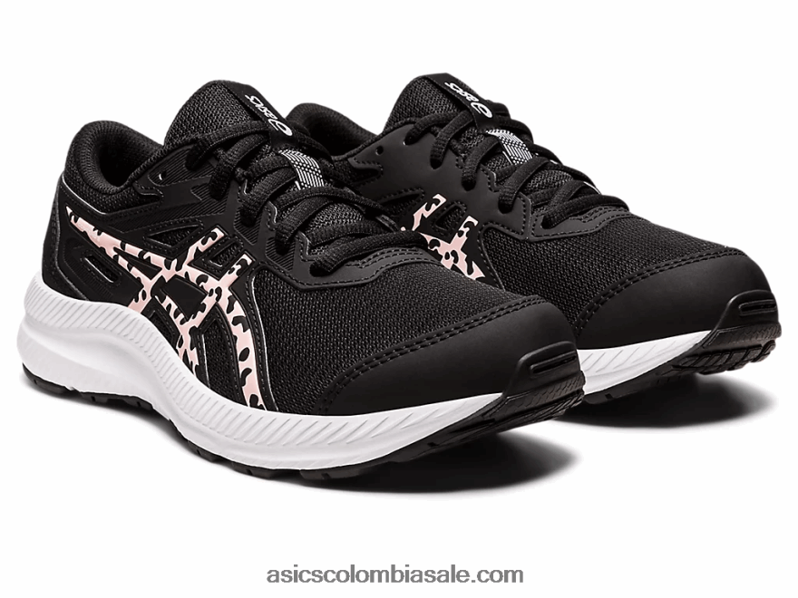 niños Asics competir 8 grado de la escuela negro/rosa escarchado 20X82N4400