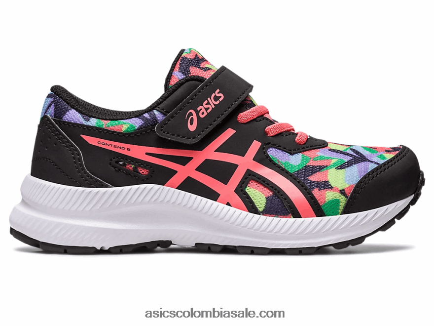 niños Asics contend 8 preescolar negro/papaya 20X82N4249
