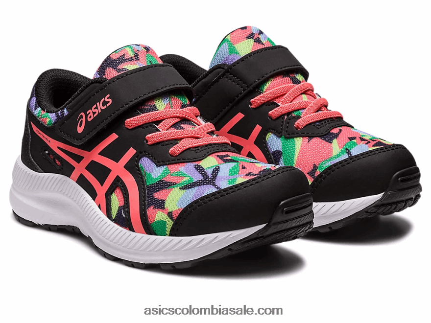 niños Asics contend 8 preescolar negro/papaya 20X82N4249