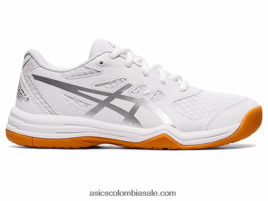 niños Asics escuela de grado 5 upcourt blanco/plata pura 20X82N4388