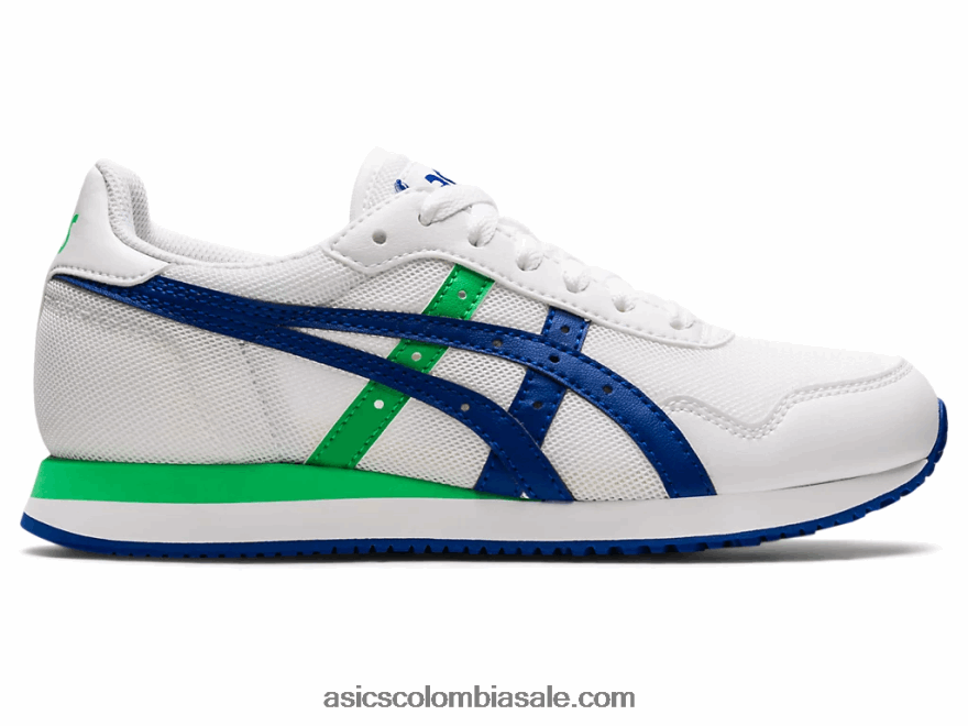 niños Asics escuela primaria del corredor del tigre blanco/azul mónaco 20X82N4500