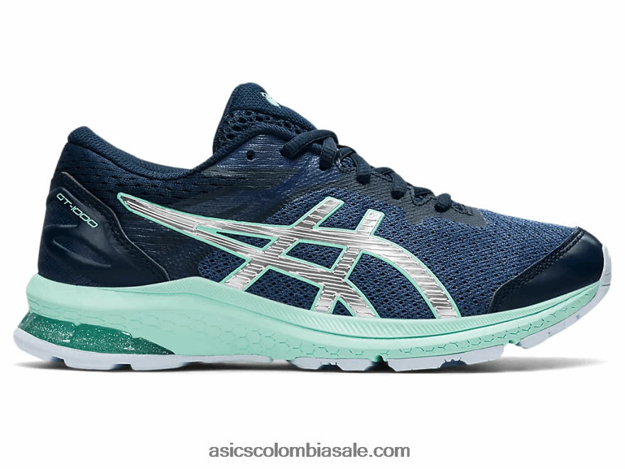 niños Asics escuela primaria gt-1000 10 trueno azul/plata pura 20X82N4434