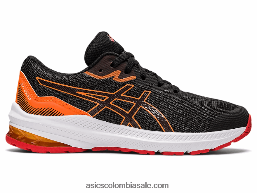 niños Asics escuela primaria gt-1000 11 gris grafito/rojo fuego 20X82N4471