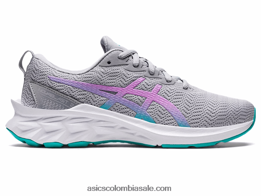 niños Asics escuela primaria novablast 2 gris piedmont/brillo lavanda 20X82N4427