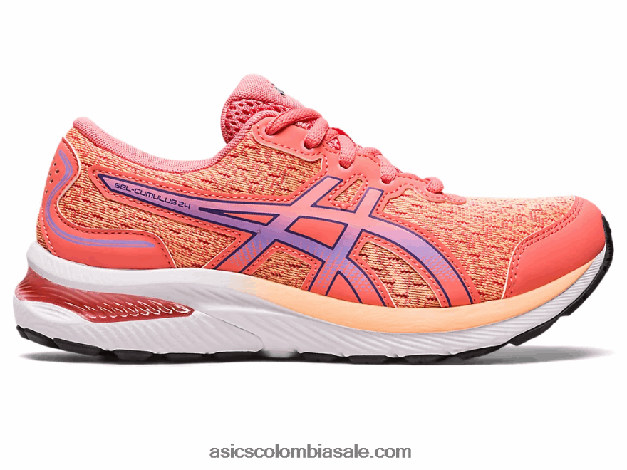 niños Asics gel-cumulus 24 escuela primaria papaya/púrpura polvoriento 20X82N4236
