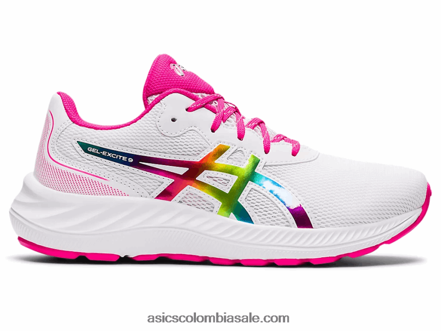 niños Asics gel-excite 9 grado escuela brillo blanco/rosa 20X82N4462