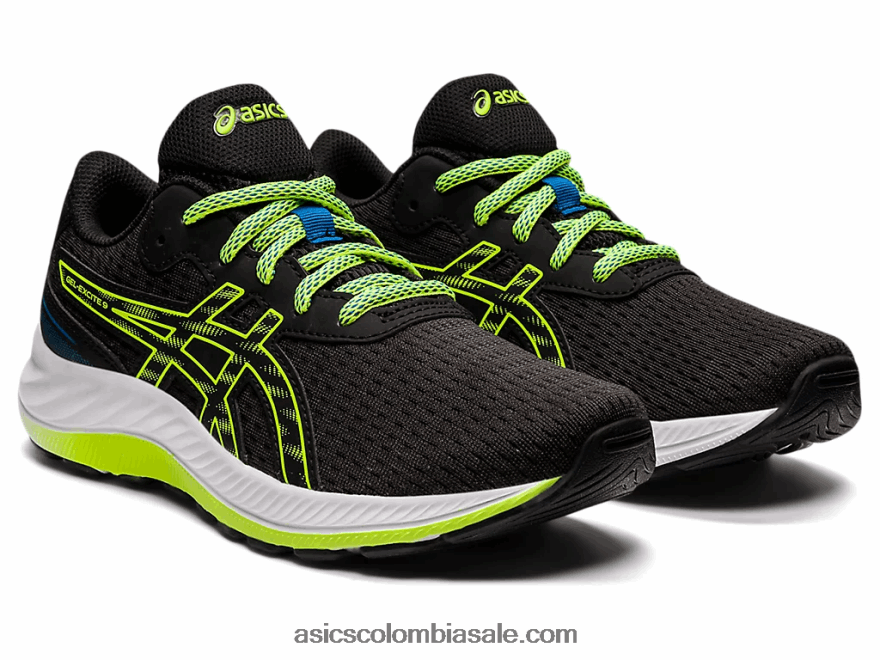 niños Asics gel-excite 9 grado escuela negro/verde peligro 20X82N4507