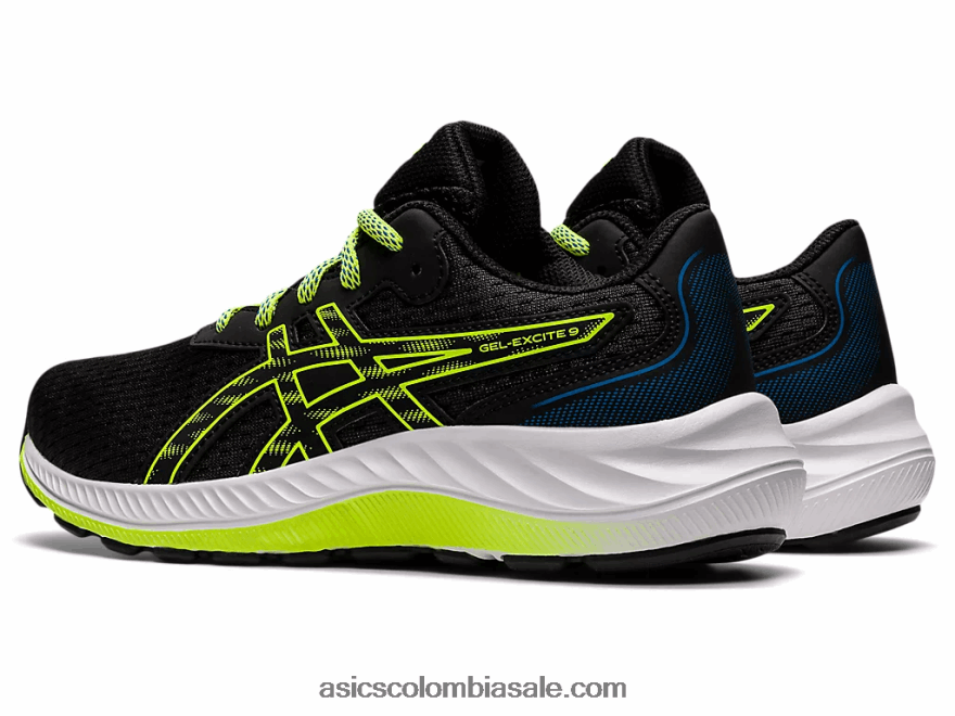 niños Asics gel-excite 9 grado escuela negro/verde peligro 20X82N4507