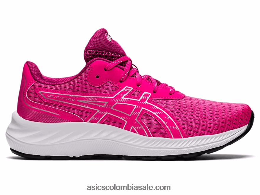 niños Asics gel-excite 9 grado escuela rosa brillante/plata pura 20X82N4459