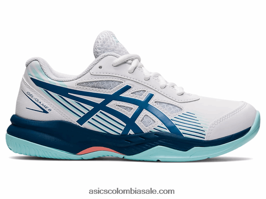 niños Asics gel-juego 8 escuela primaria blanco/índigo claro 20X82N4492
