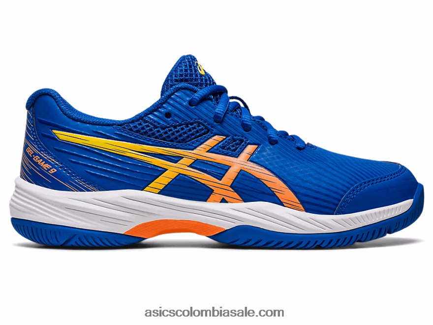 niños Asics gel-juego 9 grado escuela azul atún/melocotón sol 20X82N4227