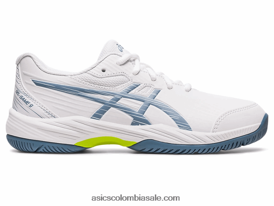 niños Asics gel-juego 9 grado escuela blanco/azul acero 20X82N4267