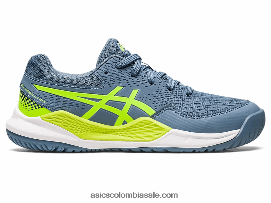 niños Asics gel-resolución 9 grado escuela azul acero/verde peligro 20X82N4219