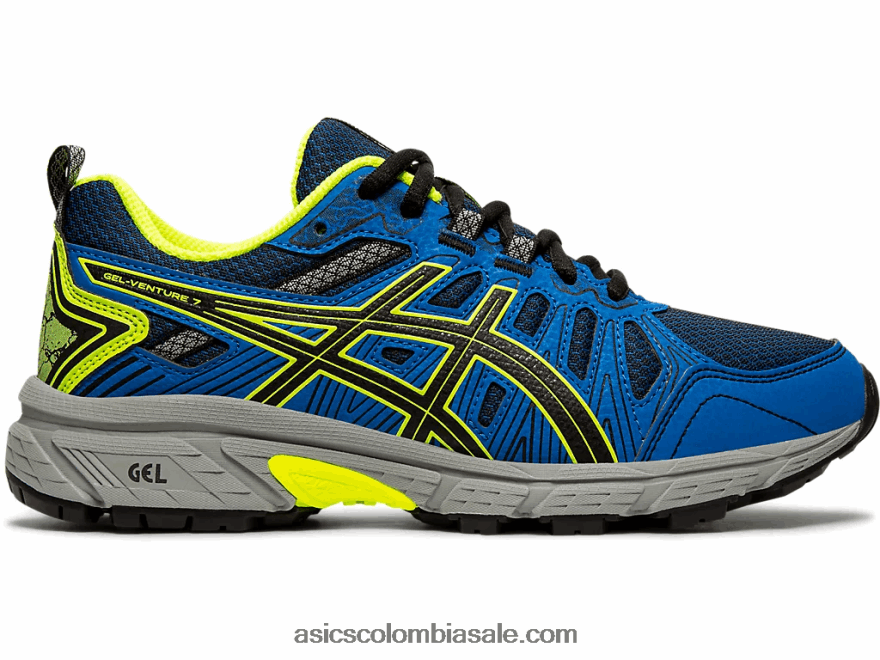 niños Asics gel-venture 7 escuela primaria negro/amarillo de seguridad 20X82N4570
