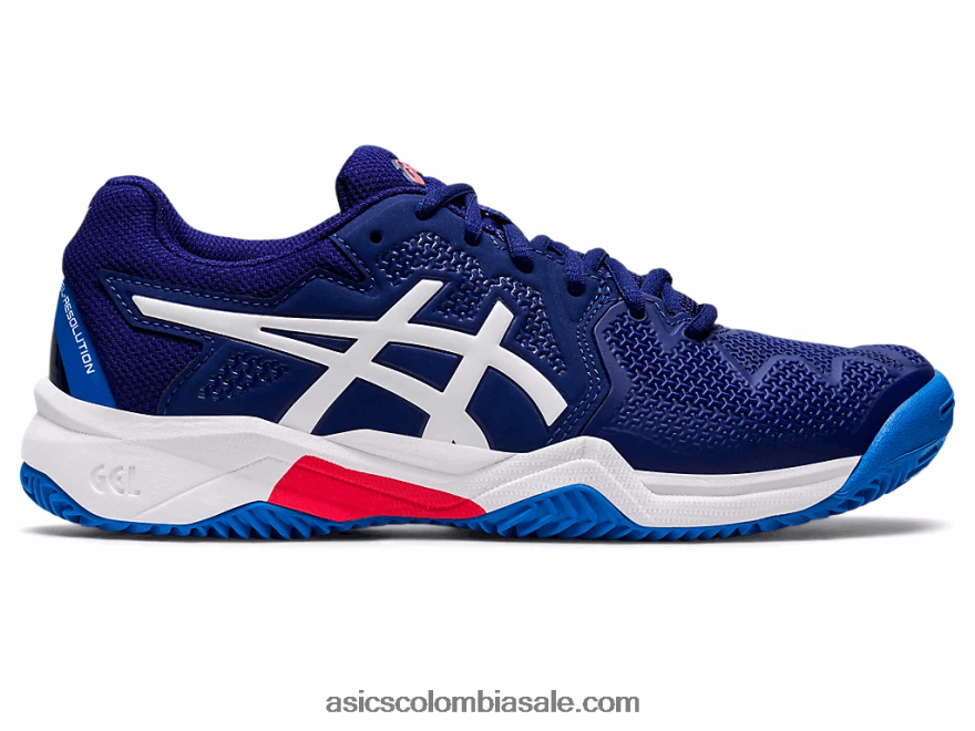 niños Asics resolución de gel 8 escuela primaria de arcilla buceo azul/blanco 20X82N4430