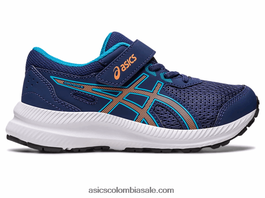 niños Asics contend 8 preescolar azul índigo/melocotón sol 20X82N4252