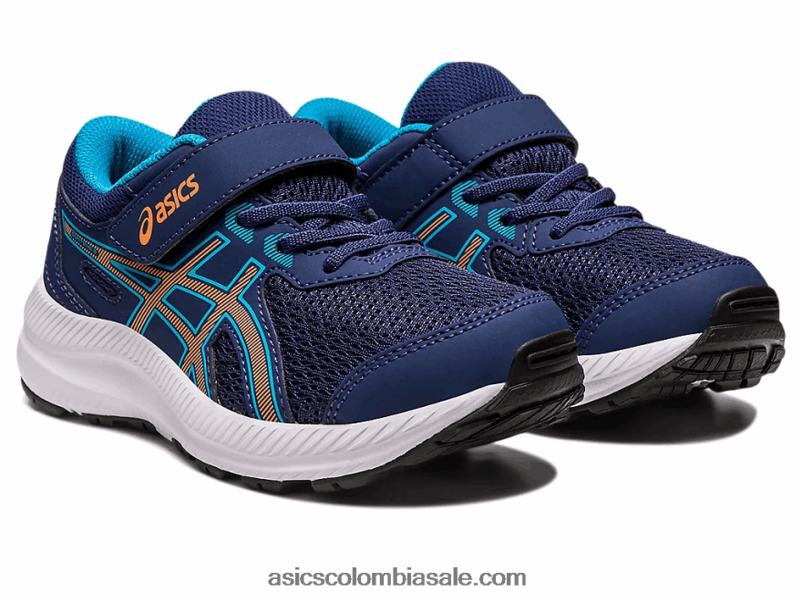 niños Asics contend 8 preescolar azul índigo/melocotón sol 20X82N4252