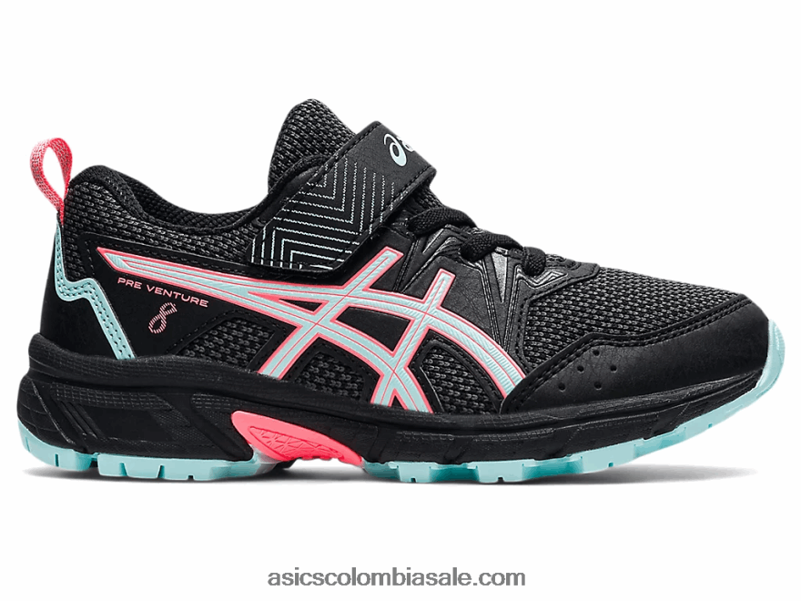 niños Asics pre-venture 8 preescolar negro/azul claro 20X82N4501