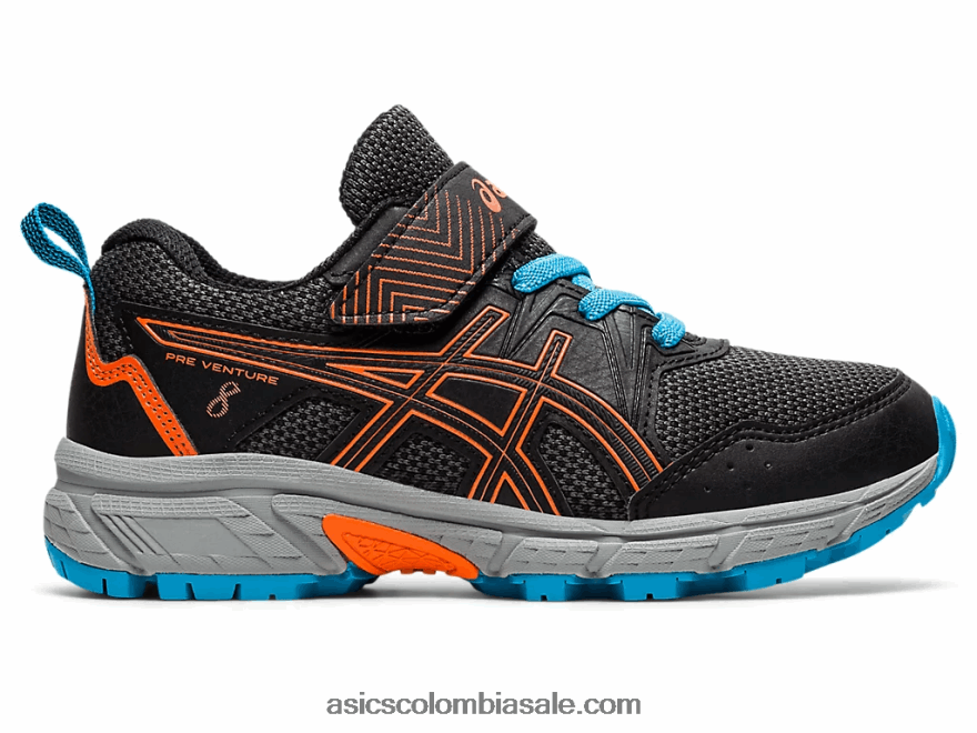 niños Asics pre-venture 8 preescolar negro/naranja caléndula 20X82N4502