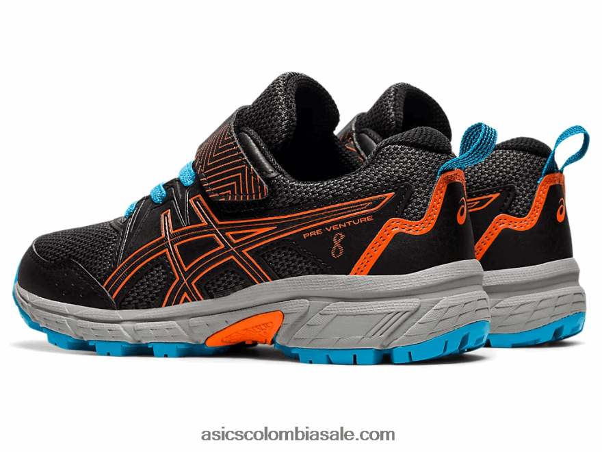 niños Asics pre-venture 8 preescolar negro/naranja caléndula 20X82N4502