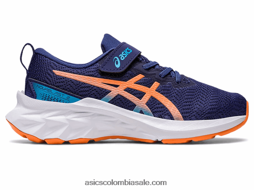 niños Asics preescolar novablast 2 azul índigo/melocotón sol 20X82N4283