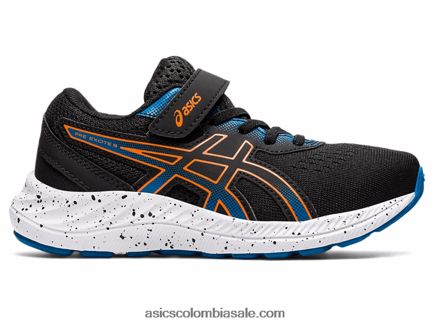 niños Asics preexcite 8 preescolar negro/naranja caléndula 20X82N4532