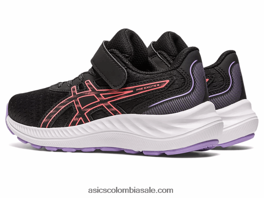 niños Asics preexcite 9 preescolar negro/papaya 20X82N4289